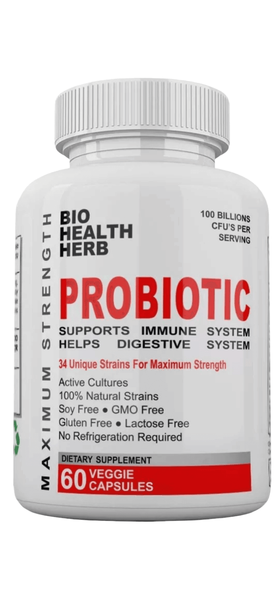 Probiótico 100 Billones X 60 Cápsulas Bio Health Herb